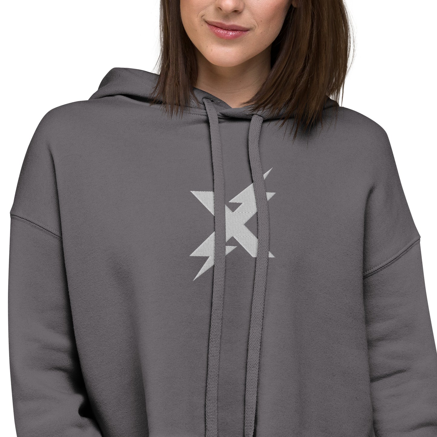 Embroidered Big X - Crop Fleece Hoodie